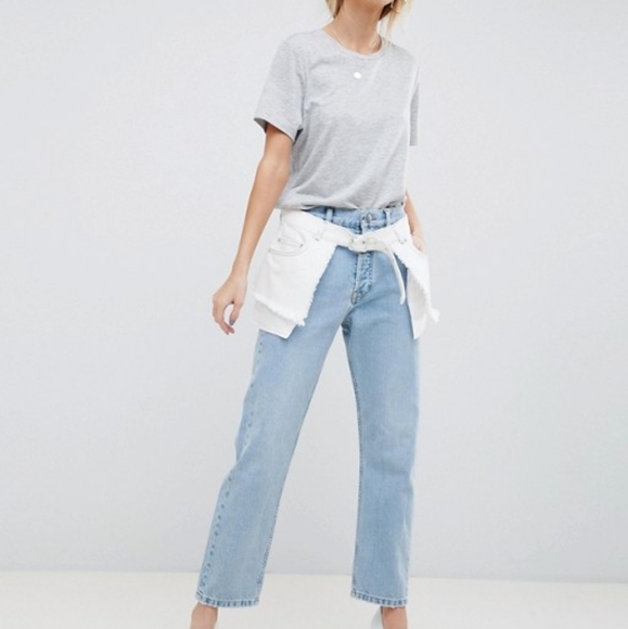 ASOS Straight Leg Jeans with Deconstructed Overlay - Picture 5 of 7